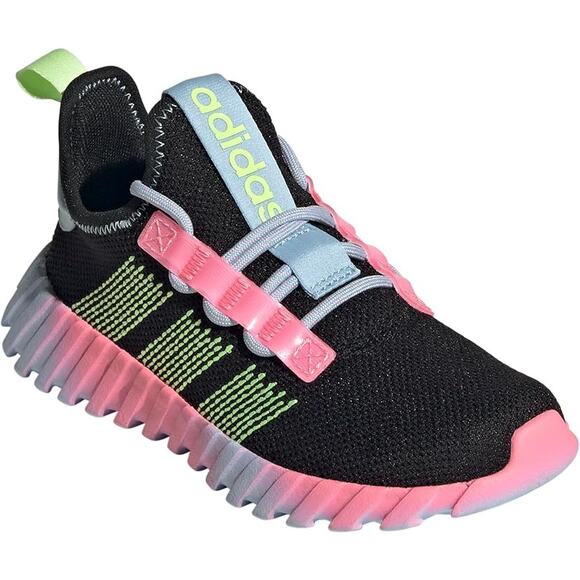 NWT adidas Unisex Kaptir Flow Sneaker, Black/Yellow/Clear Sky-Sz 4 Big Kid - Picture 3 of 7